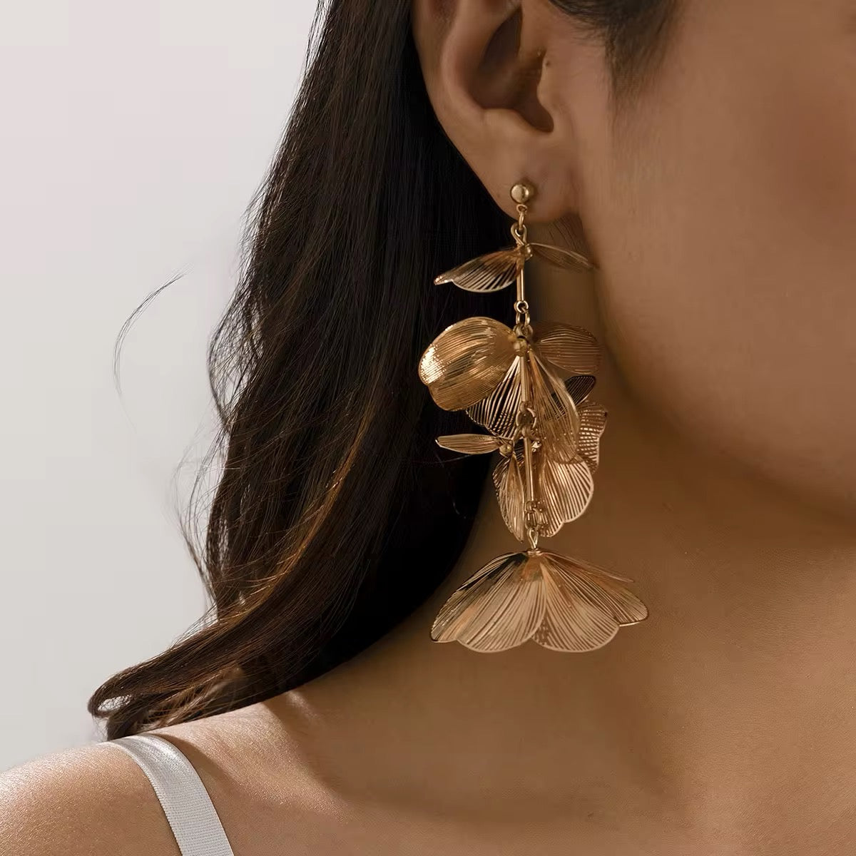 Elegant Romantic Petal Flower Long Hanging Drop Earrings earrings LUNARITY GARAGE