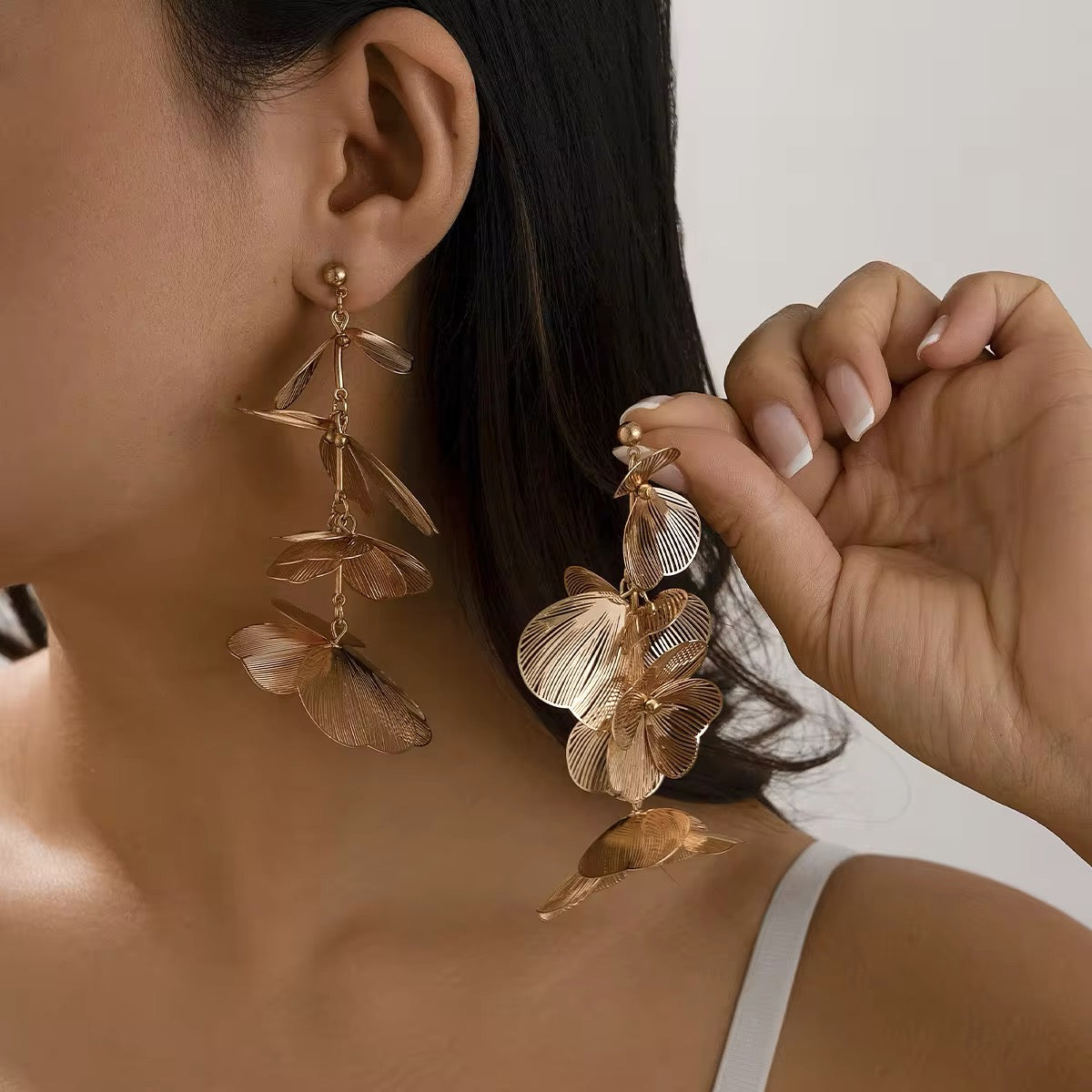 Elegant Romantic Petal Flower Long Hanging Drop Earrings earrings LUNARITY GARAGE