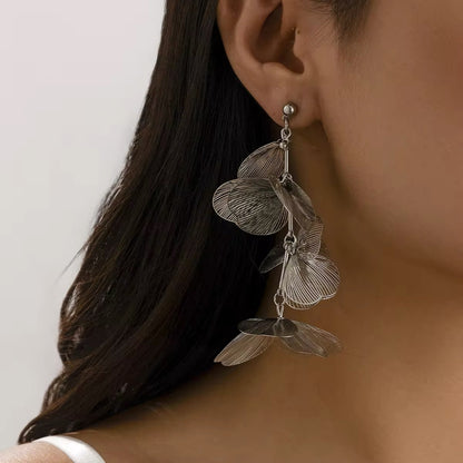 Elegant Romantic Petal Flower Long Hanging Drop Earrings earrings LUNARITY GARAGE   