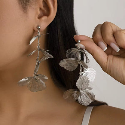 Elegant Romantic Petal Flower Long Hanging Drop Earrings earrings LUNARITY GARAGE   