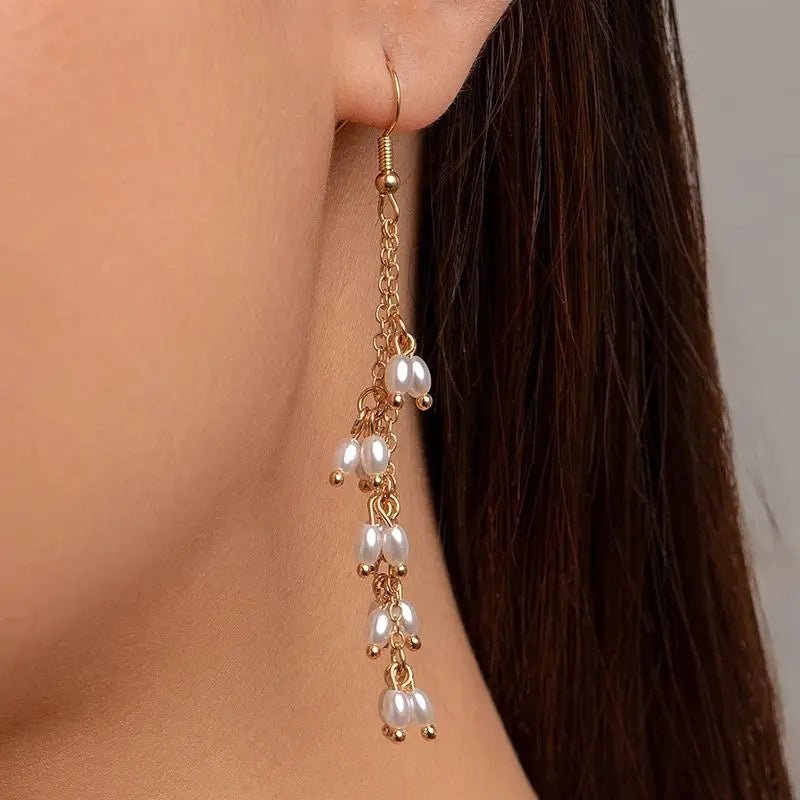 Elegant Vintage Pearl Drop Dangle Earrings Earrings Lunarity Garage   