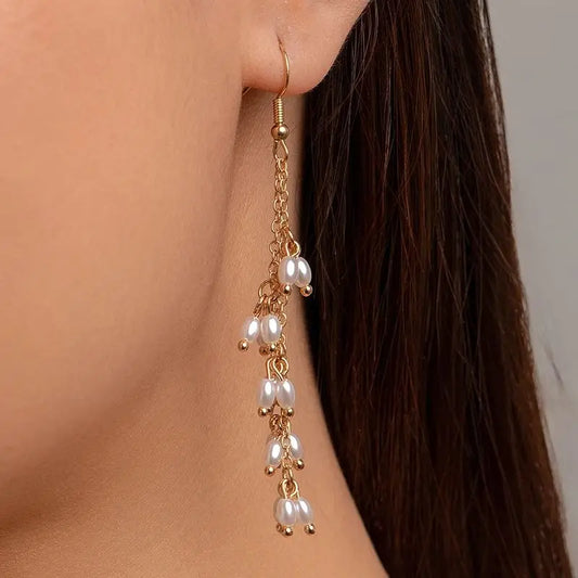 Elegant Vintage Pearl Drop Dangle Earrings Earrings Lunarity Garage   