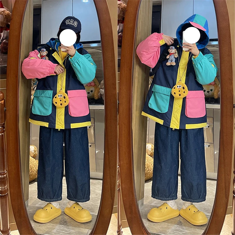 Patchwork-Design Vintage Winter Parka Jackets Lunarity Garage