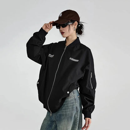 Vintage Y2K Bomber Jacket - Women’s American Military Baseball Jacket Jackets Lunarity Garage Black S 