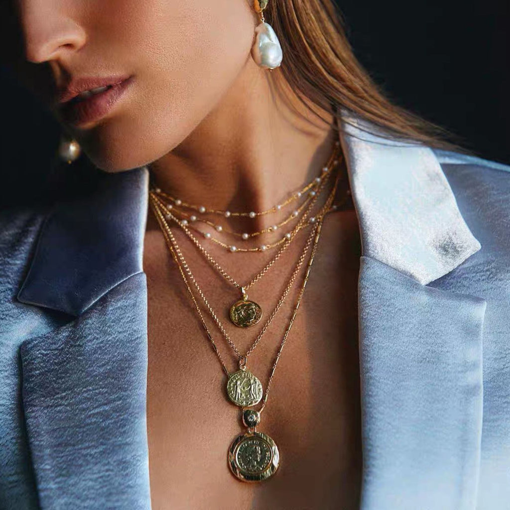 Exaggerated Portrait Relief Pearl Necklace necklaces LUNARITY GARAGE   