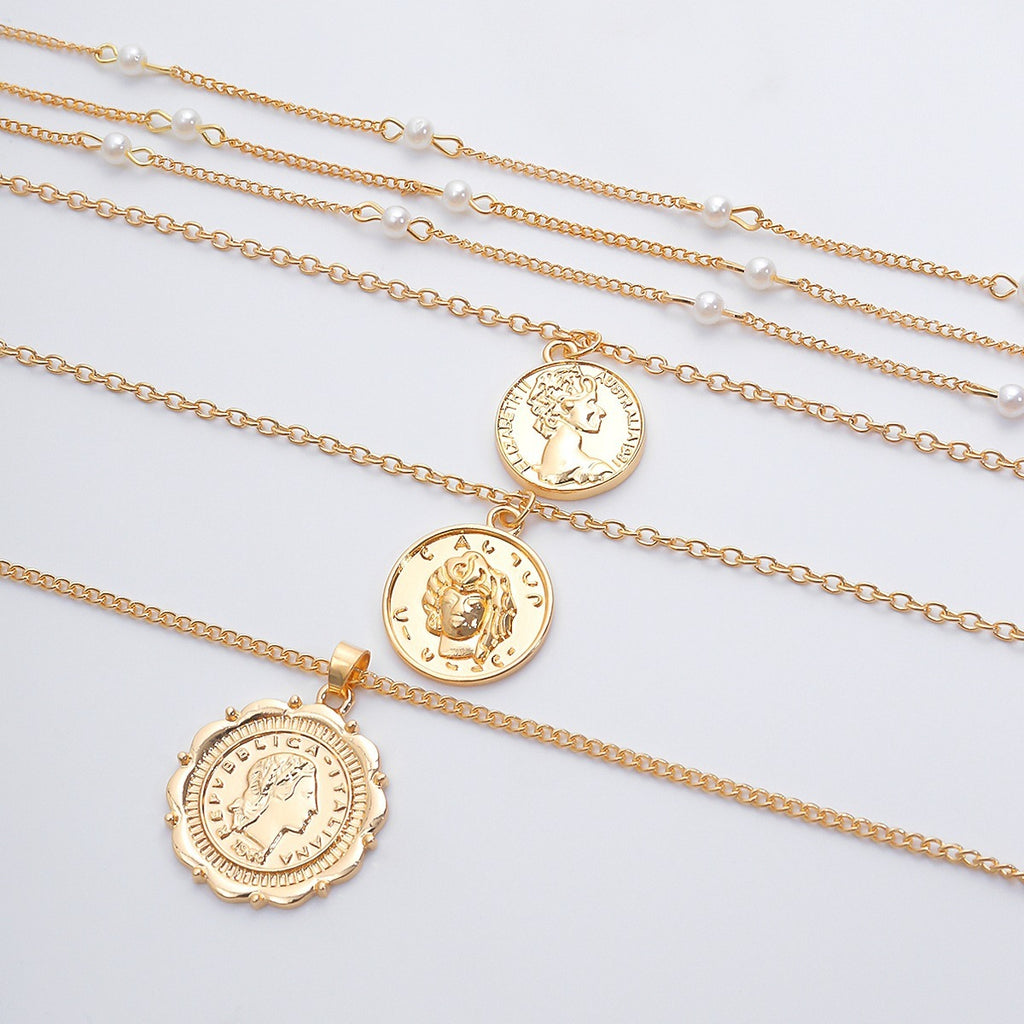 Exaggerated Portrait Relief Pearl Necklace necklaces LUNARITY GARAGE   