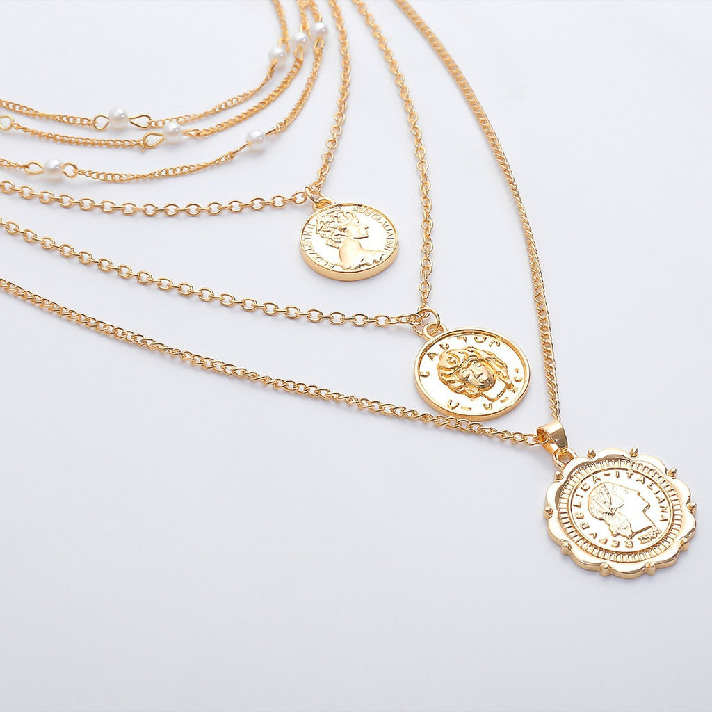 Exaggerated Portrait Relief Pearl Necklace necklaces LUNARITY GARAGE   