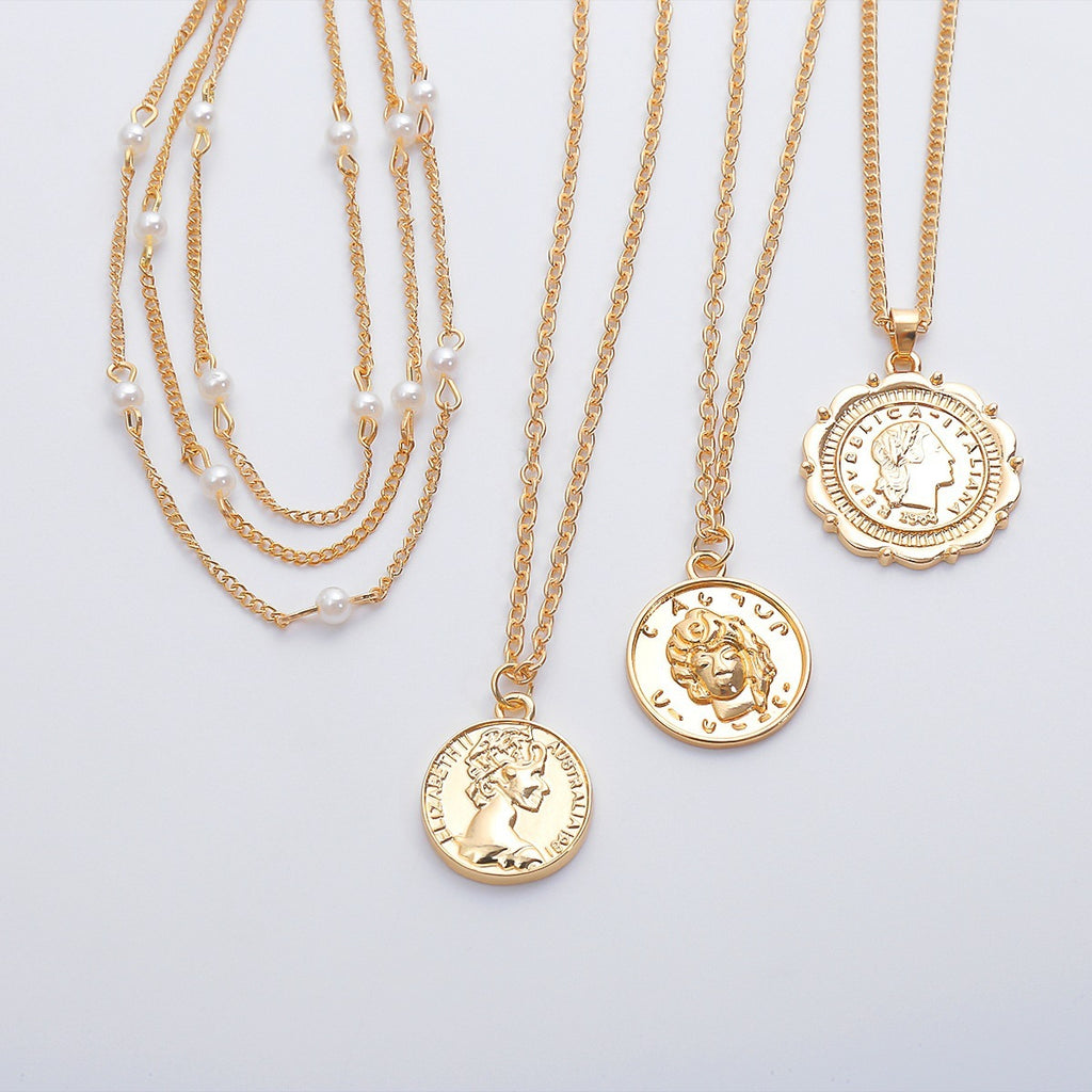 Exaggerated Portrait Relief Pearl Necklace necklaces LUNARITY GARAGE   