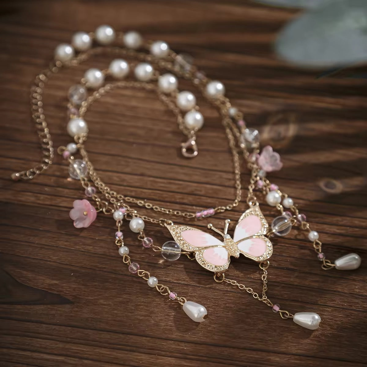 Fantasy Y2K Sweet Drip Oil Butterfly Tassel Pendant Choker Necklace necklaces LUNARITY GARAGE