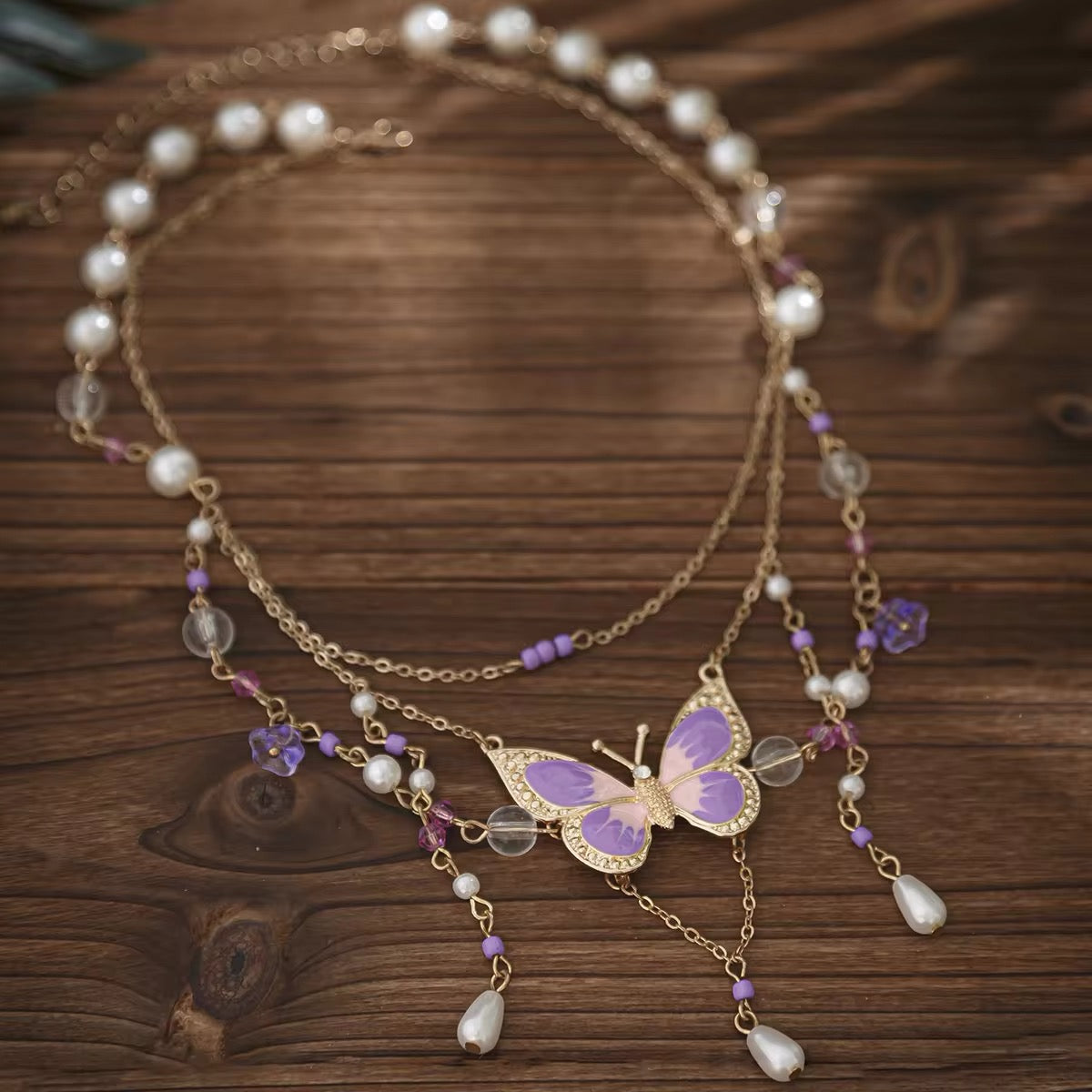 Fantasy Y2K Sweet Drip Oil Butterfly Tassel Pendant Choker Necklace necklaces LUNARITY GARAGE