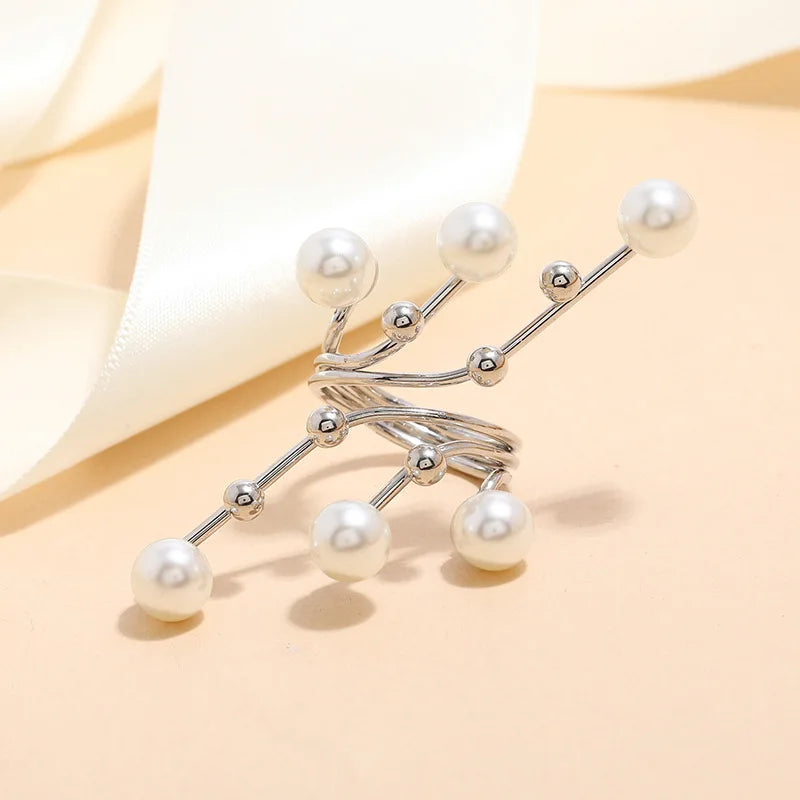 Fashion Irregular Pearl Geometric Open Ring Ring Lunarity Garage   