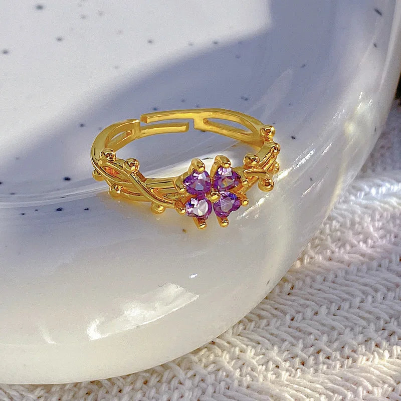 Fashionable French Violet Adjustable Ring Ring Lunarity Garage   