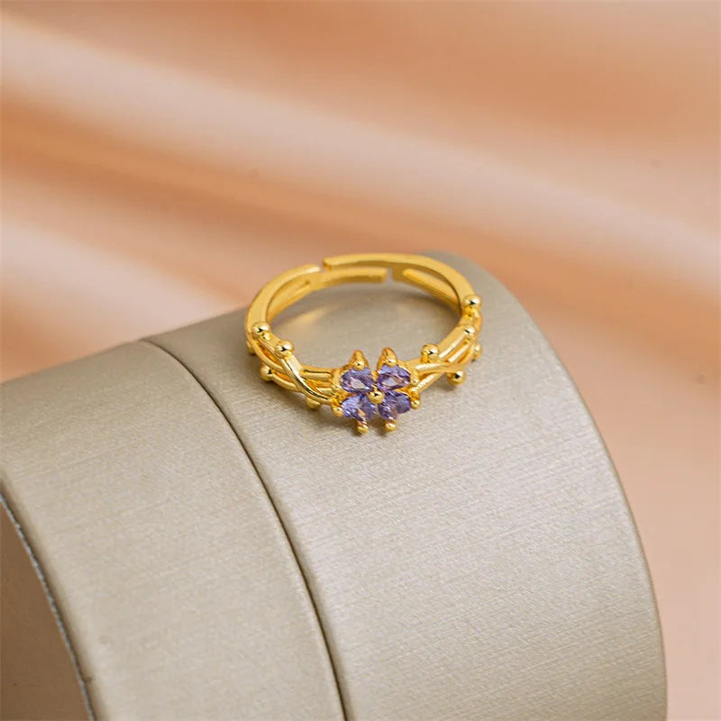 Fashionable French Violet Adjustable Ring Ring Lunarity Garage   