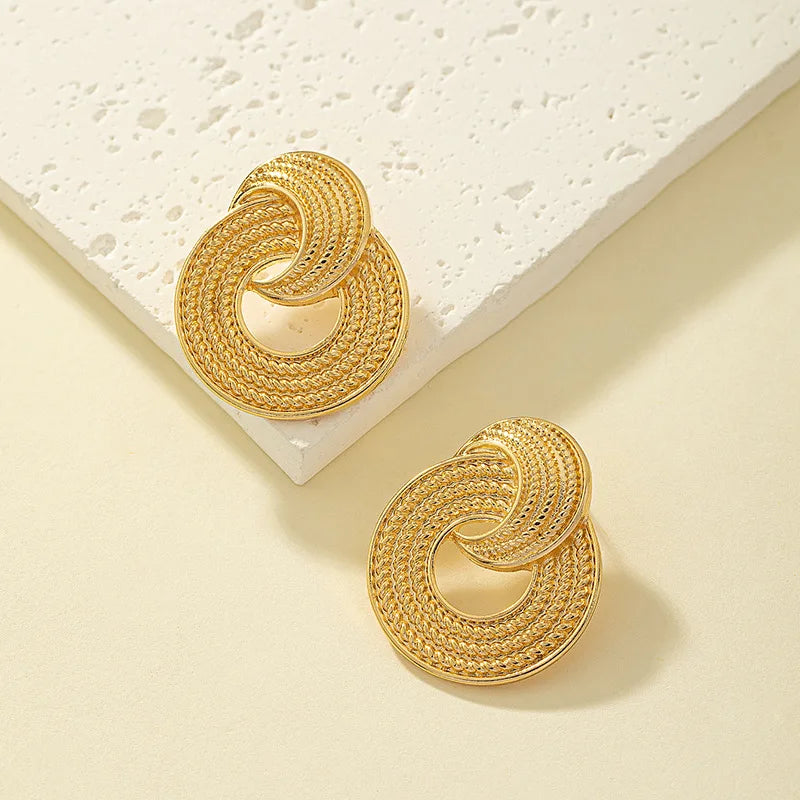 European Vintage Geometric Round Moon Stud Earrings Earrings Lunarity Garage   