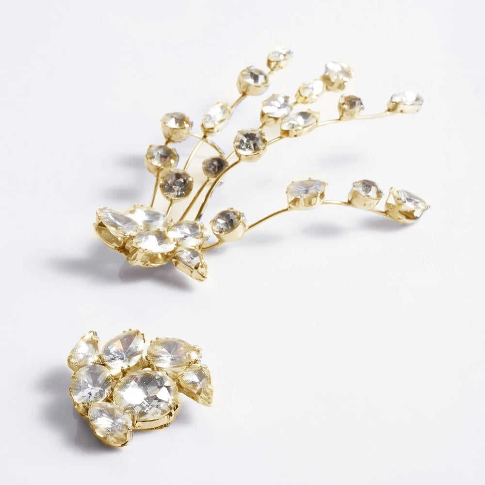 Vintage Luxury Rhinestone Geometric Crystal Tassel Stud Earrings Earrings Lunarity Garage Gold