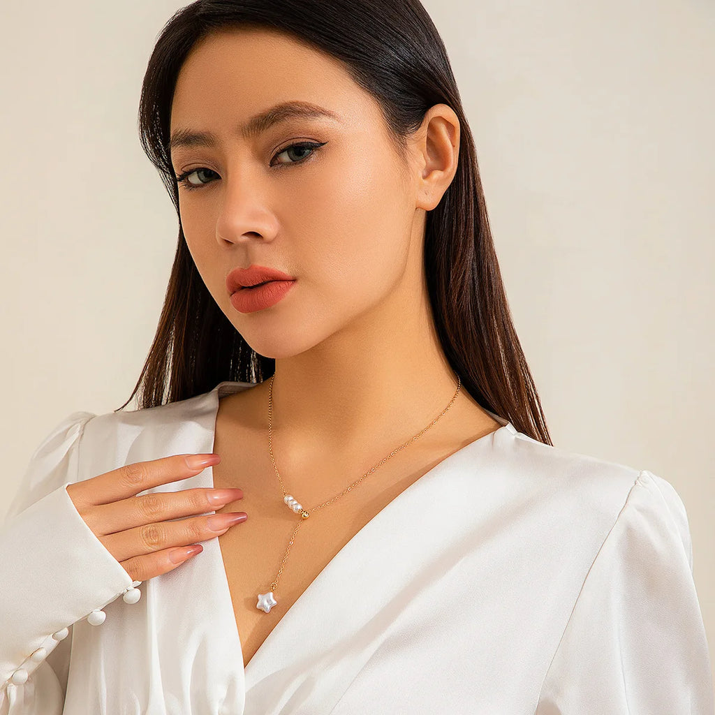 Five-Pointed Star Pearl Tassel Necklace Necklace LUNARITY GARAGE   
