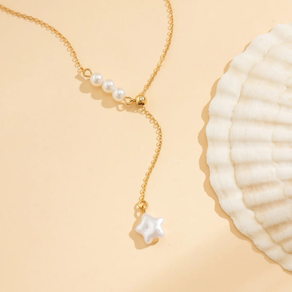 Five-Pointed Star Pearl Tassel Necklace Necklace LUNARITY GARAGE   