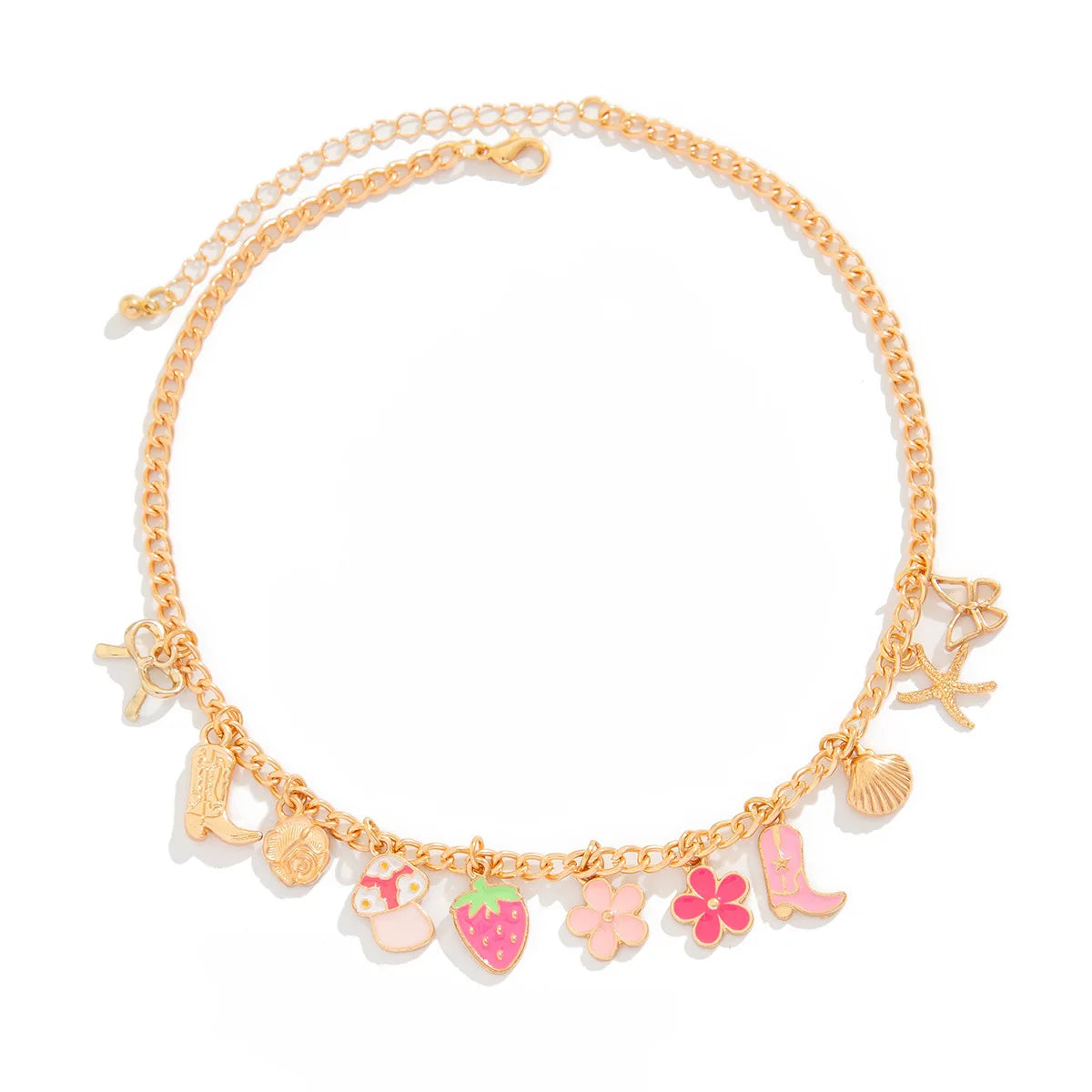 Flower Strawberry Bowknot Starfish Enamel Clavicle Chain Necklace Necklace LUNARITY GARAGE