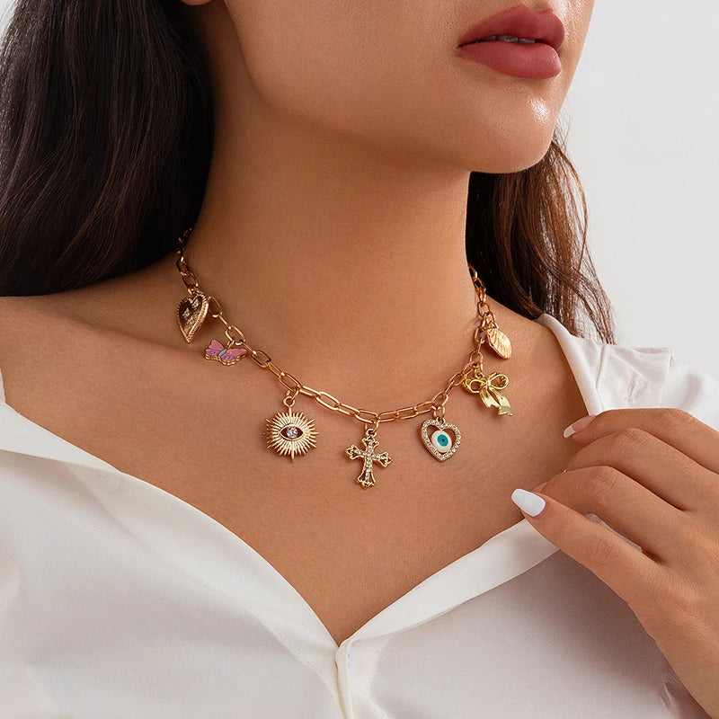 Flower Strawberry Bowknot Starfish Enamel Clavicle Chain Necklace Necklace LUNARITY GARAGE