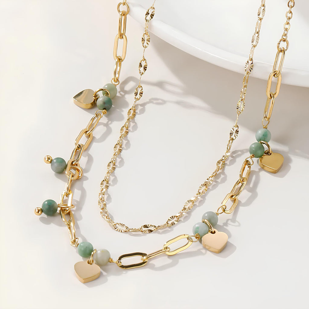 French Vintage Heart Beaded Pendant Necklace Necklace Lunarity Garage   