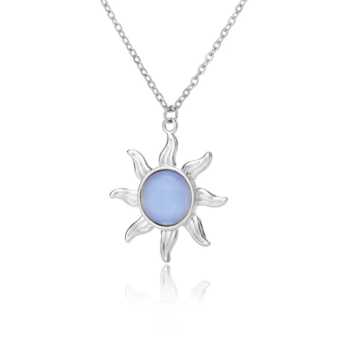 Opal Sun Necklace necklaces LUNARITY GARAGE Silver Plated  