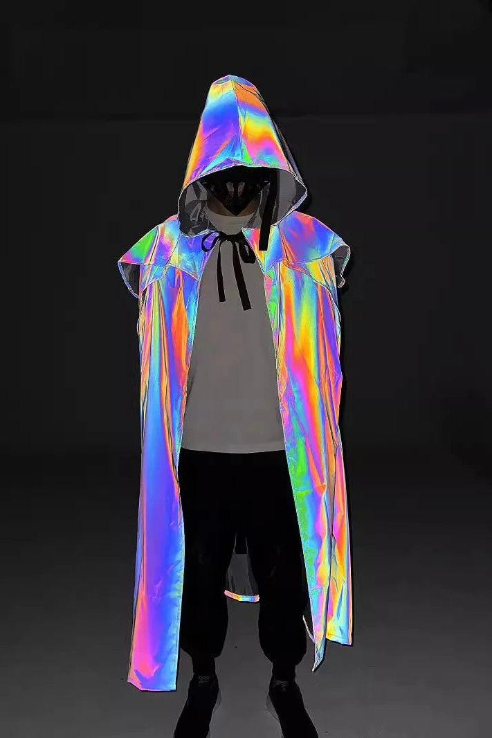 X-Long Reflective Hooded Cape – Unisex Festival & Cosplay Statement Piece Ponchos Lunarity Garage
