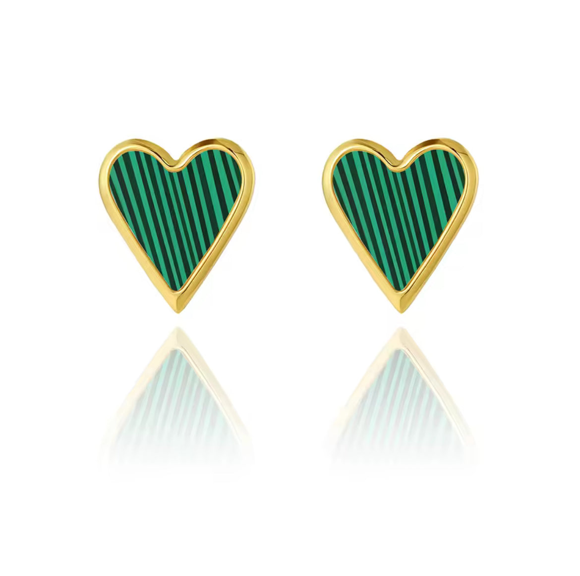 Vintage Seoulful Heart Studs earrings LUNARITY GARAGE Malachite  