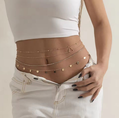 4-Piece Punk Belly Chain Set waist chain LUNARITY GARAGE Gold  