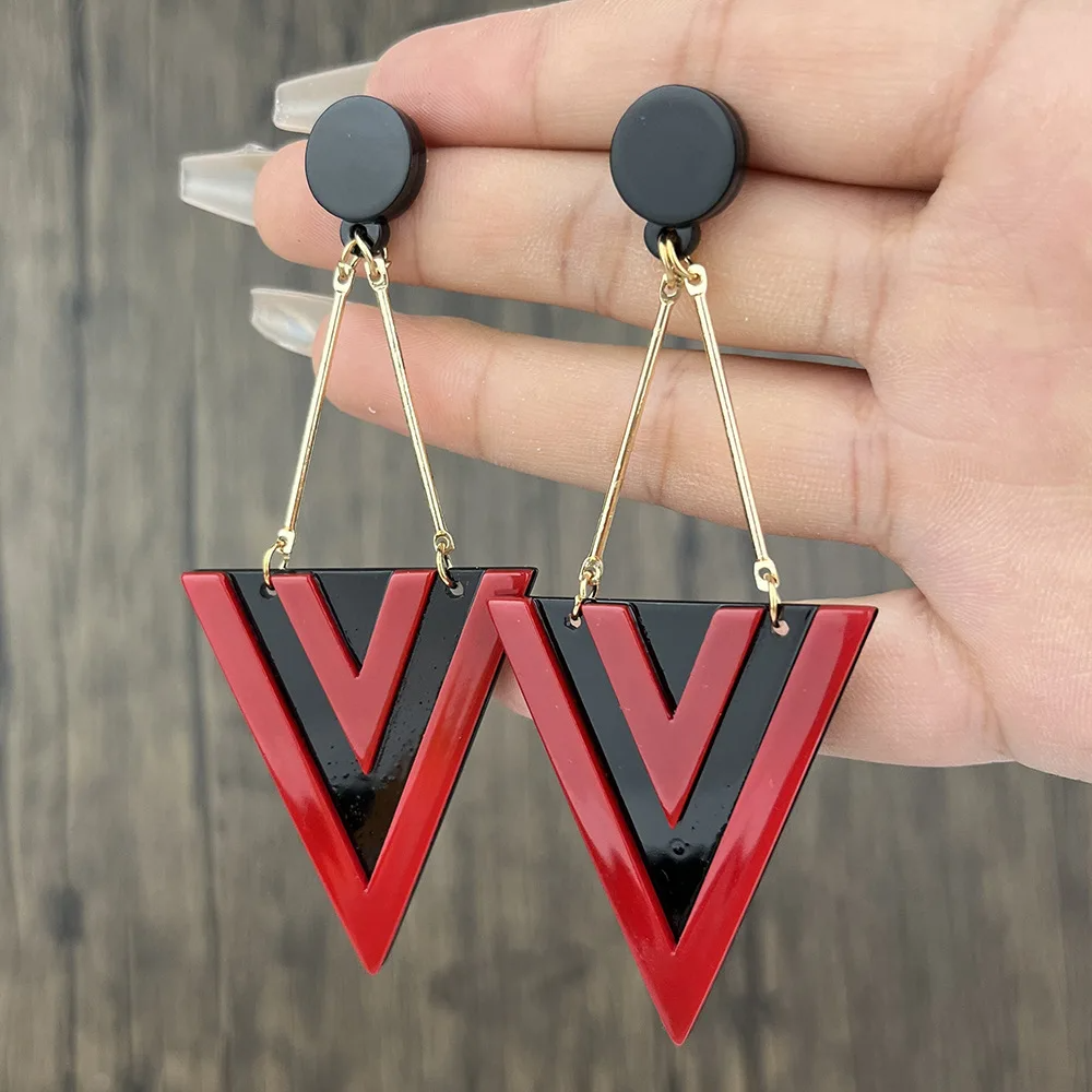GeoTriangle Acrylic Dangle Earrings earrings LUNARITY GARAGE Red