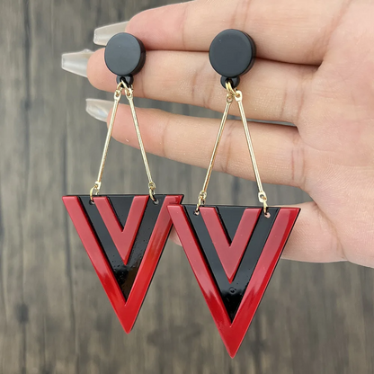 GeoTriangle Acrylic Dangle Earrings earrings LUNARITY GARAGE Red  