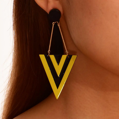 GeoTriangle Acrylic Dangle Earrings earrings LUNARITY GARAGE Yellow  