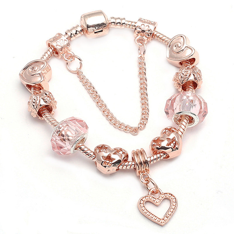 Fashion Love Geometric Rose Gold Bracelet bracelets LUNARITY GARAGE Rose Gold heart 17cm