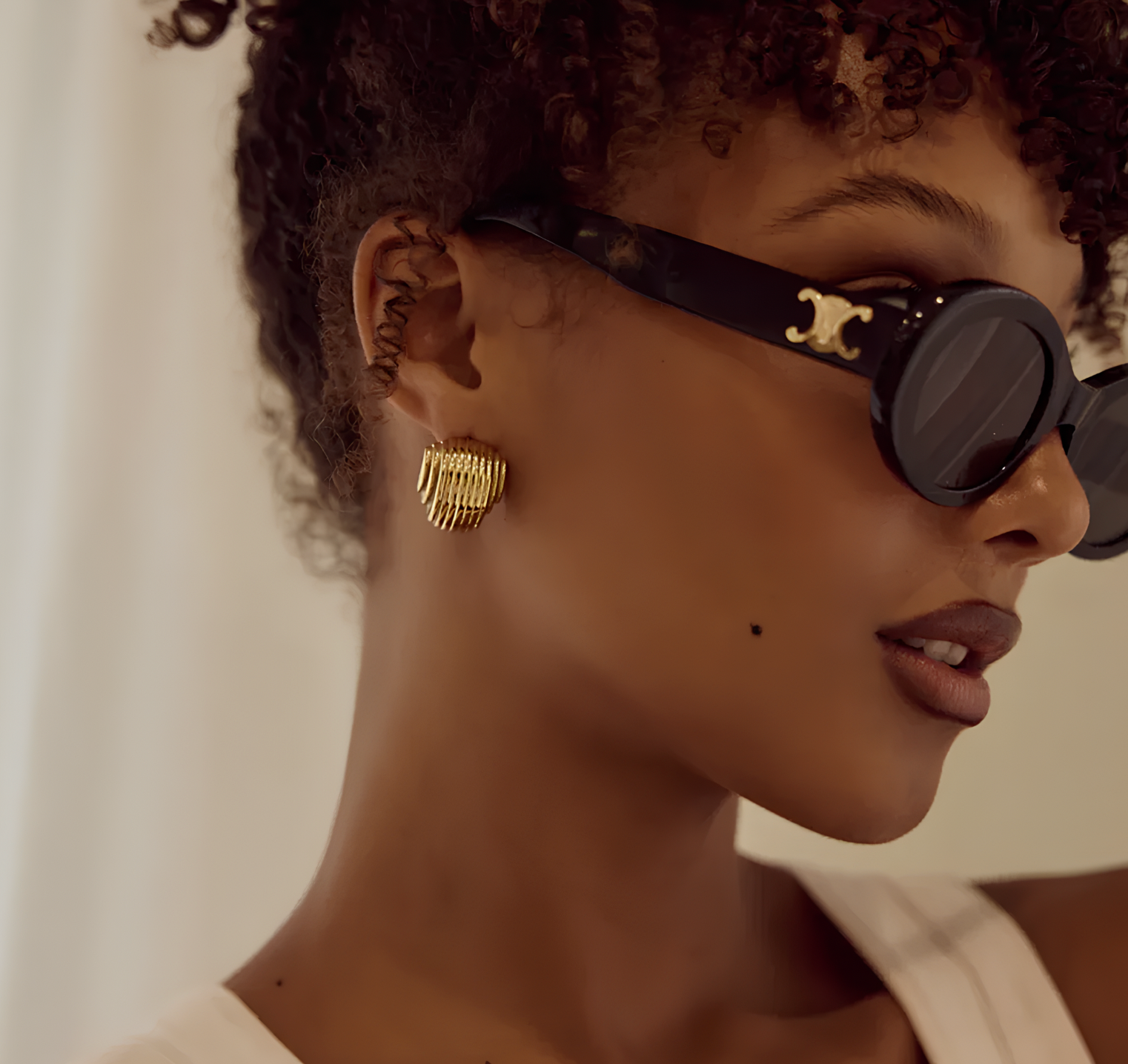 Geometric Minimalist Vertical Pleated Hollow Half Round Earrings earrings LUNARITY GARAGE