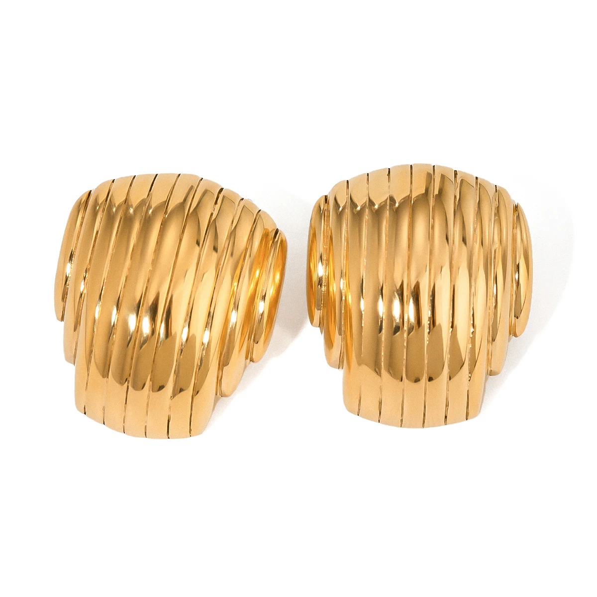 Geometric Minimalist Vertical Pleated Hollow Half Round Earrings earrings LUNARITY GARAGE
