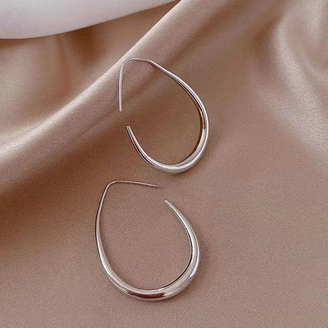 Geometric Oval Hoop Earrings earrings LUNARITY GARAGE Silver  