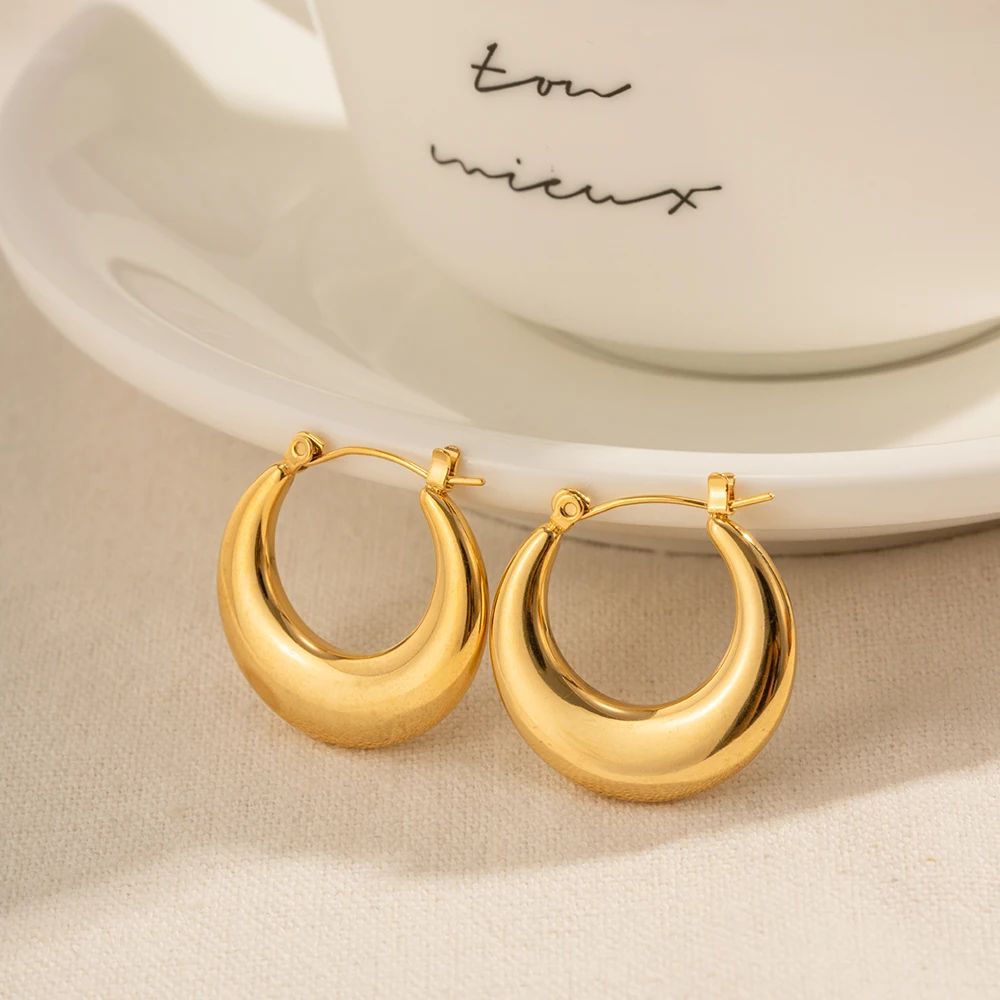 Geometric U-Shaped Stainless Steel Hoop Earrings earrings LUNARITY GARAGE   