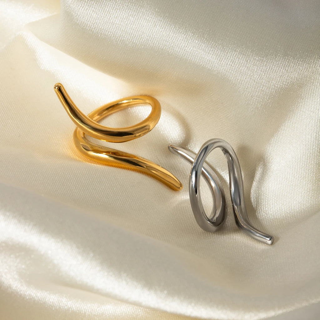 Glossy Golden Lines Mirage Staggered Open Ring Ring Lunarity Garage   
