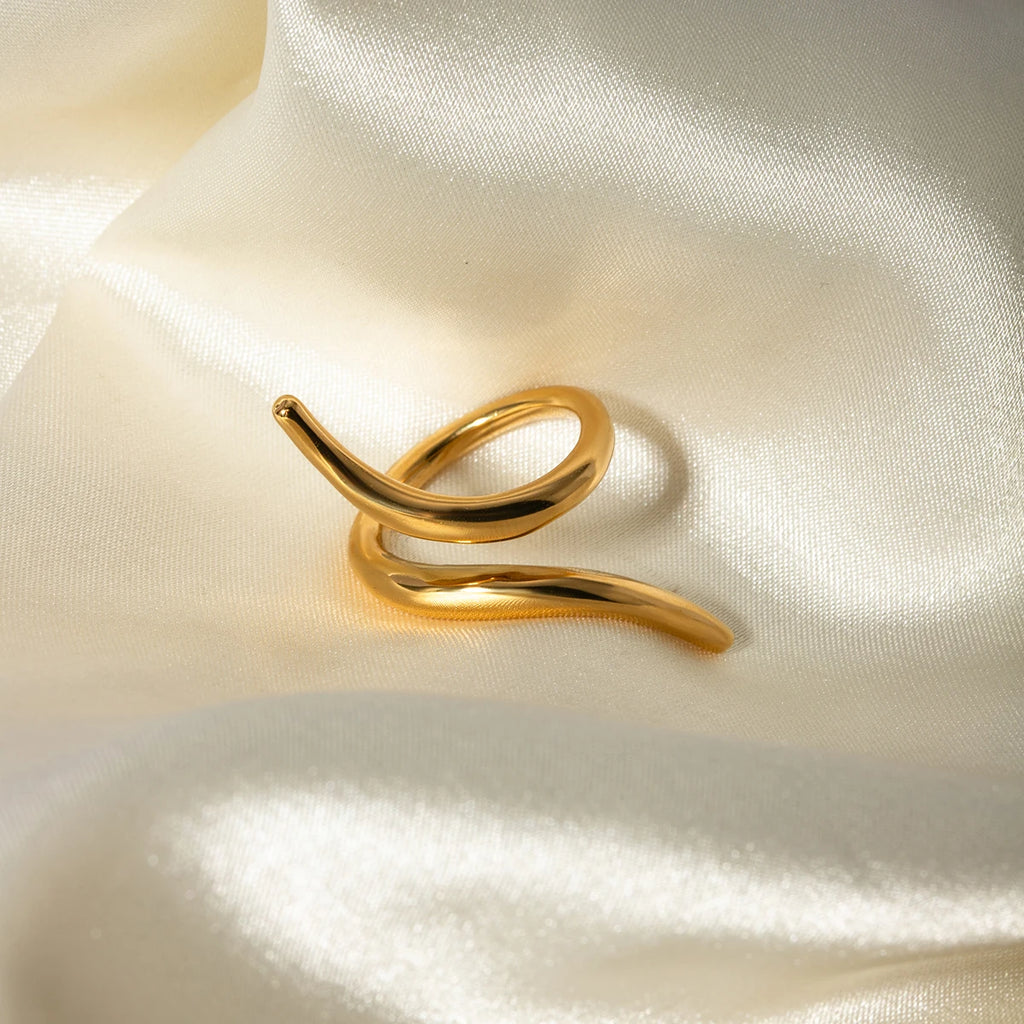 Glossy Golden Lines Mirage Staggered Open Ring Ring Lunarity Garage   