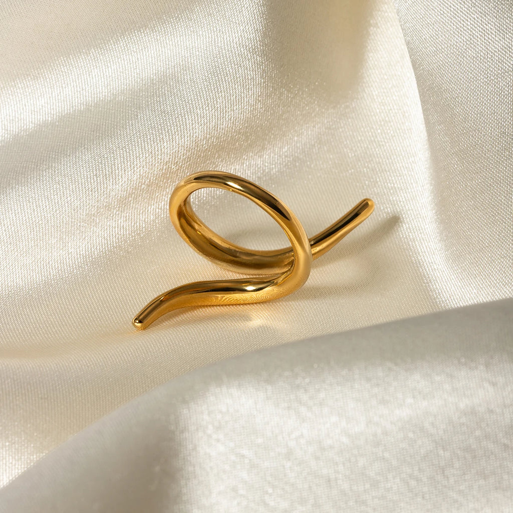 Glossy Golden Lines Mirage Staggered Open Ring Ring Lunarity Garage   