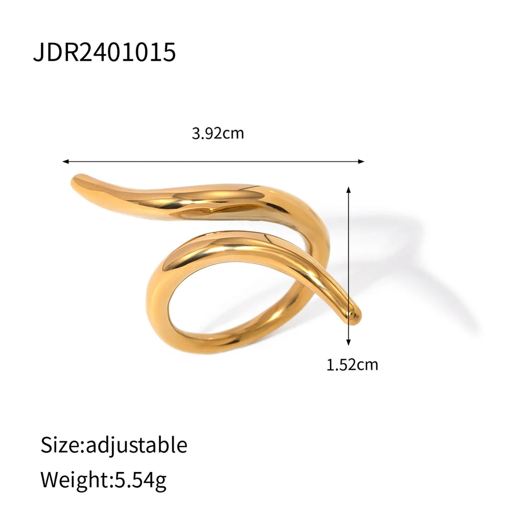 Glossy Golden Lines Mirage Staggered Open Ring Ring Lunarity Garage Gold  