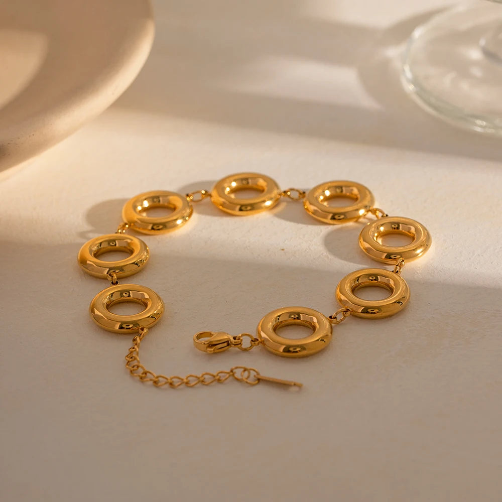 Gold Color Doughnut Round Chain Bracelet bracelets LUNARITY GARAGE   