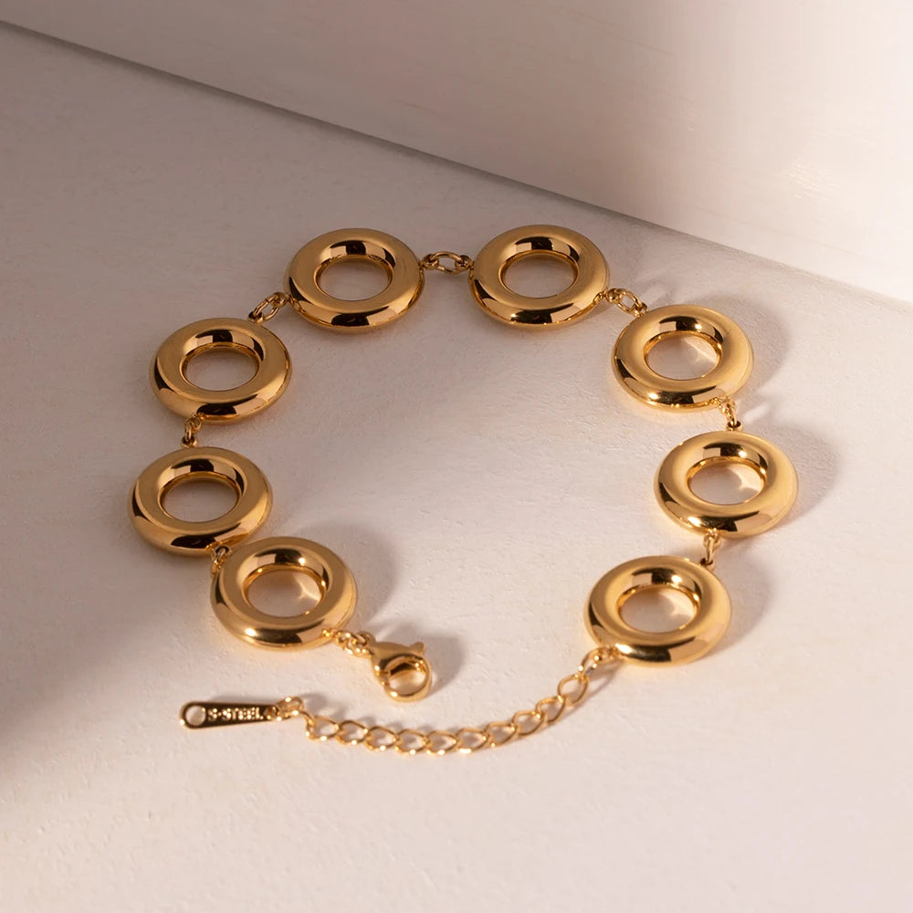 Gold Color Doughnut Round Chain Bracelet bracelets LUNARITY GARAGE   