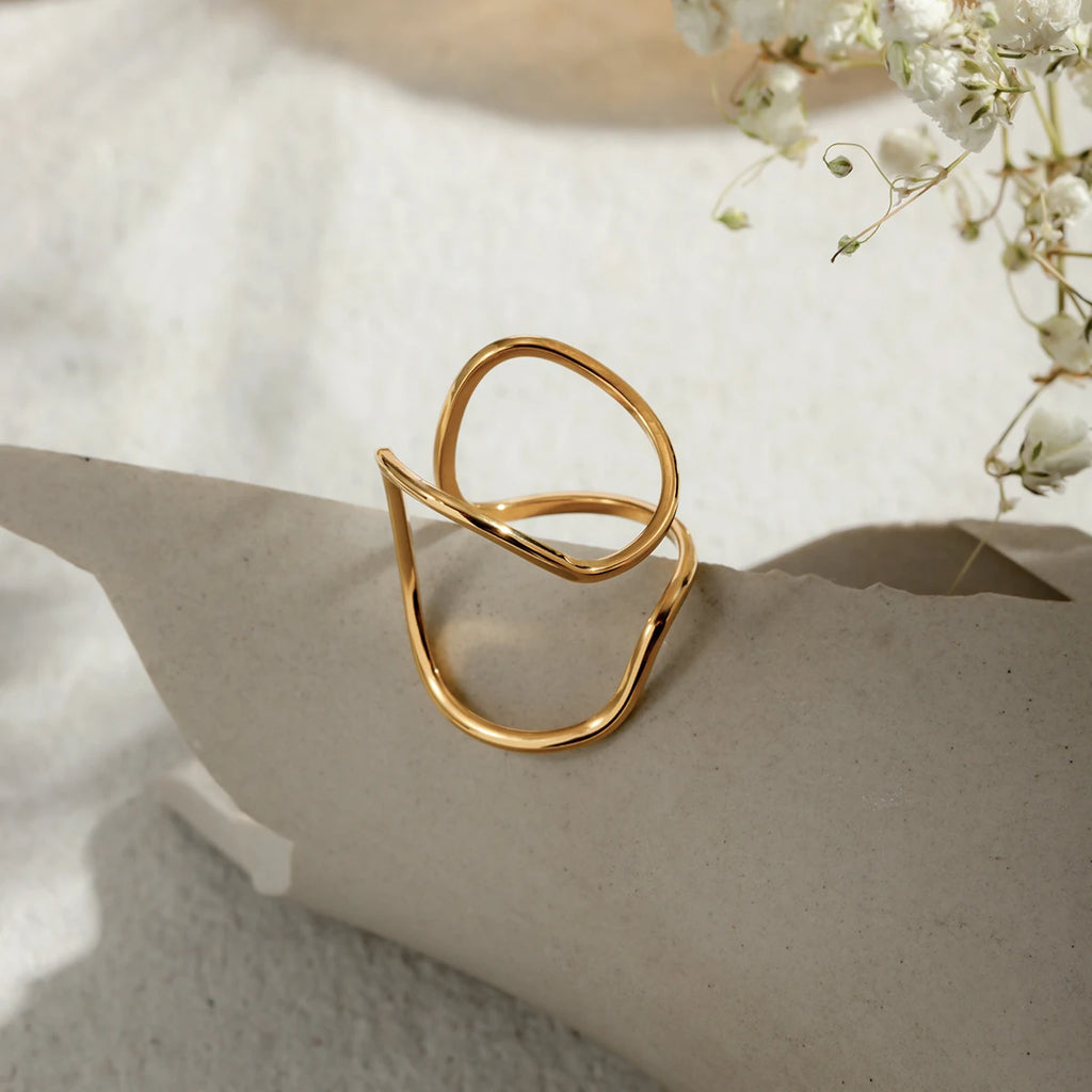 Gold Color Minimalist Lines Opening Ring ring LUNARITY GARAGE   