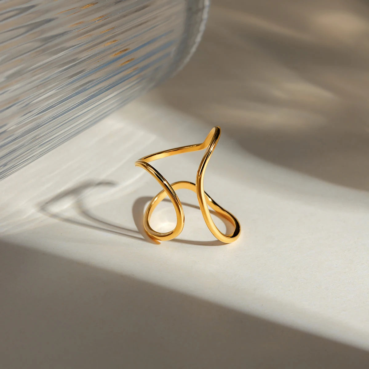 Gold Color Minimalist Lines Opening Ring ring LUNARITY GARAGE