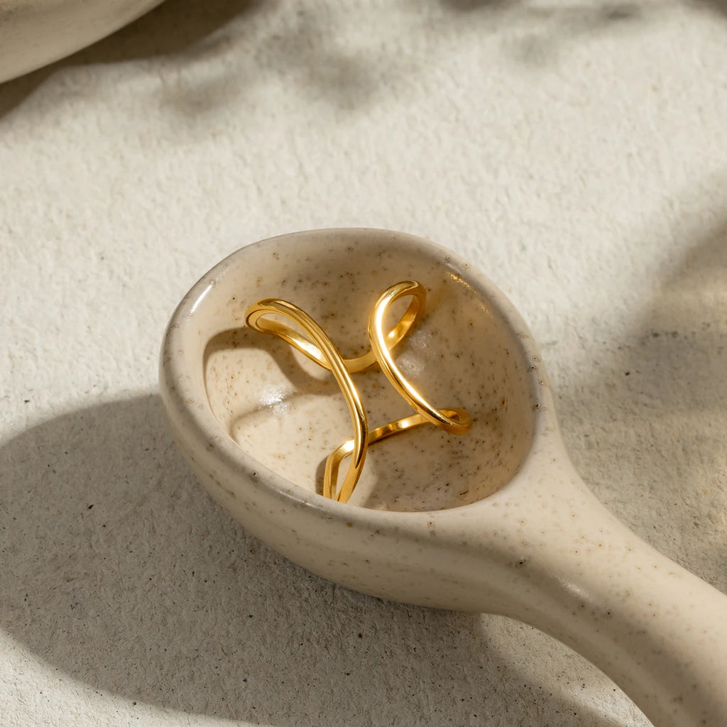 Gold Color Minimalist Lines Opening Ring ring LUNARITY GARAGE   