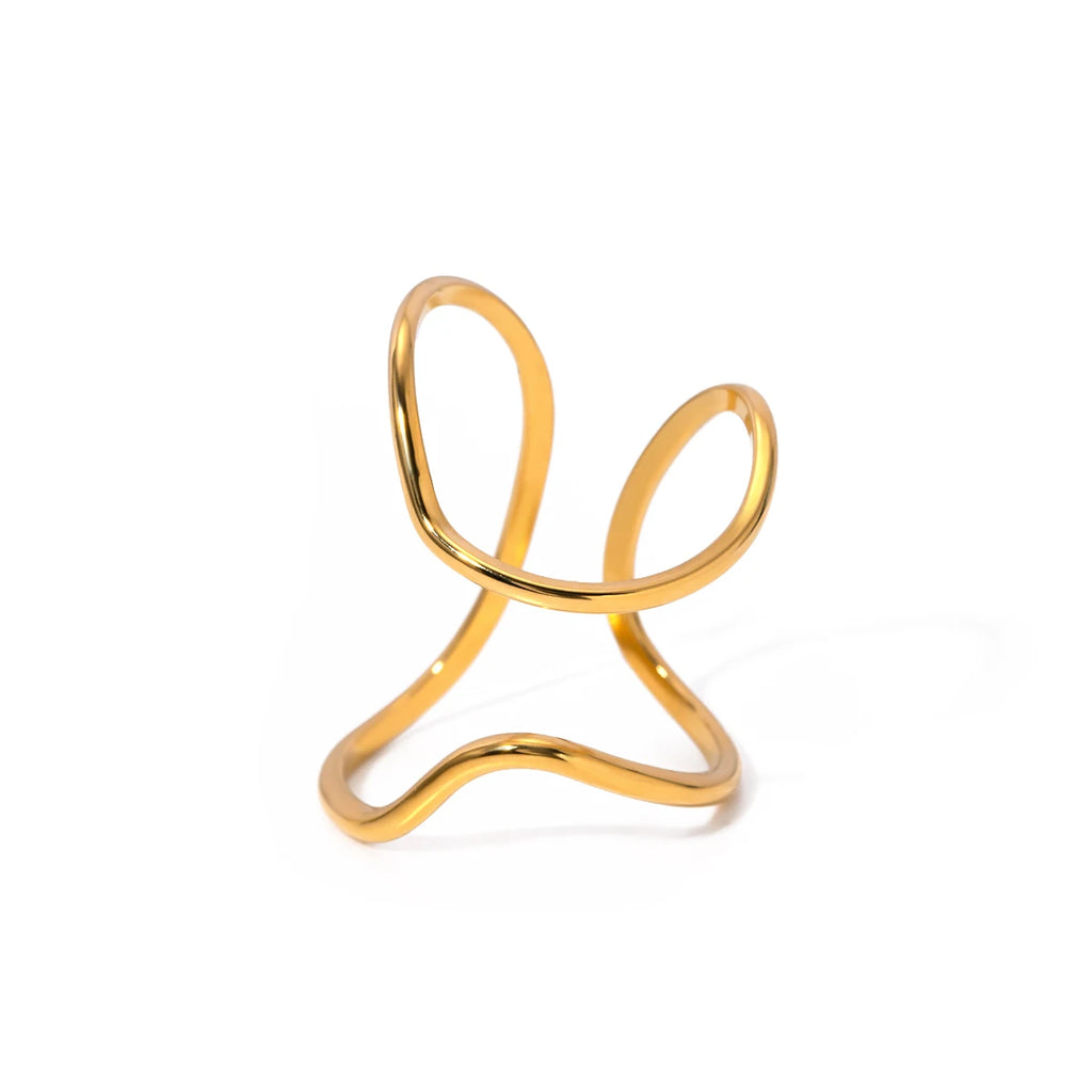 Gold Color Minimalist Lines Opening Ring ring LUNARITY GARAGE   