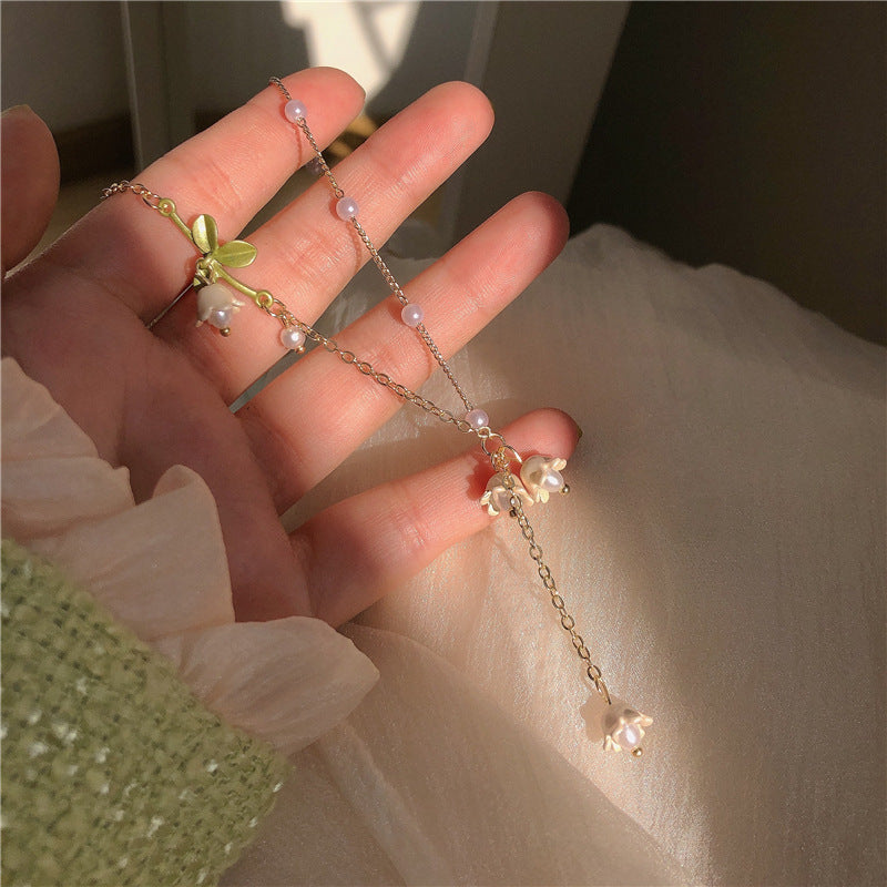 Lily Of The Valley Pearl Necklace White Fairy Flower Summer Body Jewelry LUNARITY GARAGE   