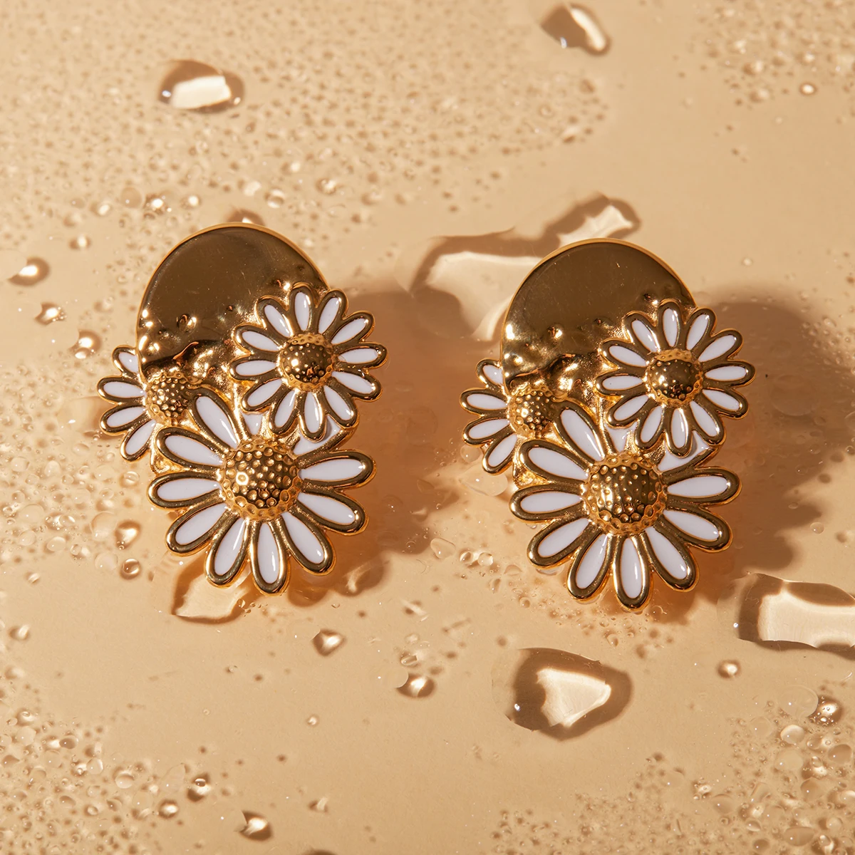 Golden Daisy Drip Earrings earrings LUNARITY GARAGE