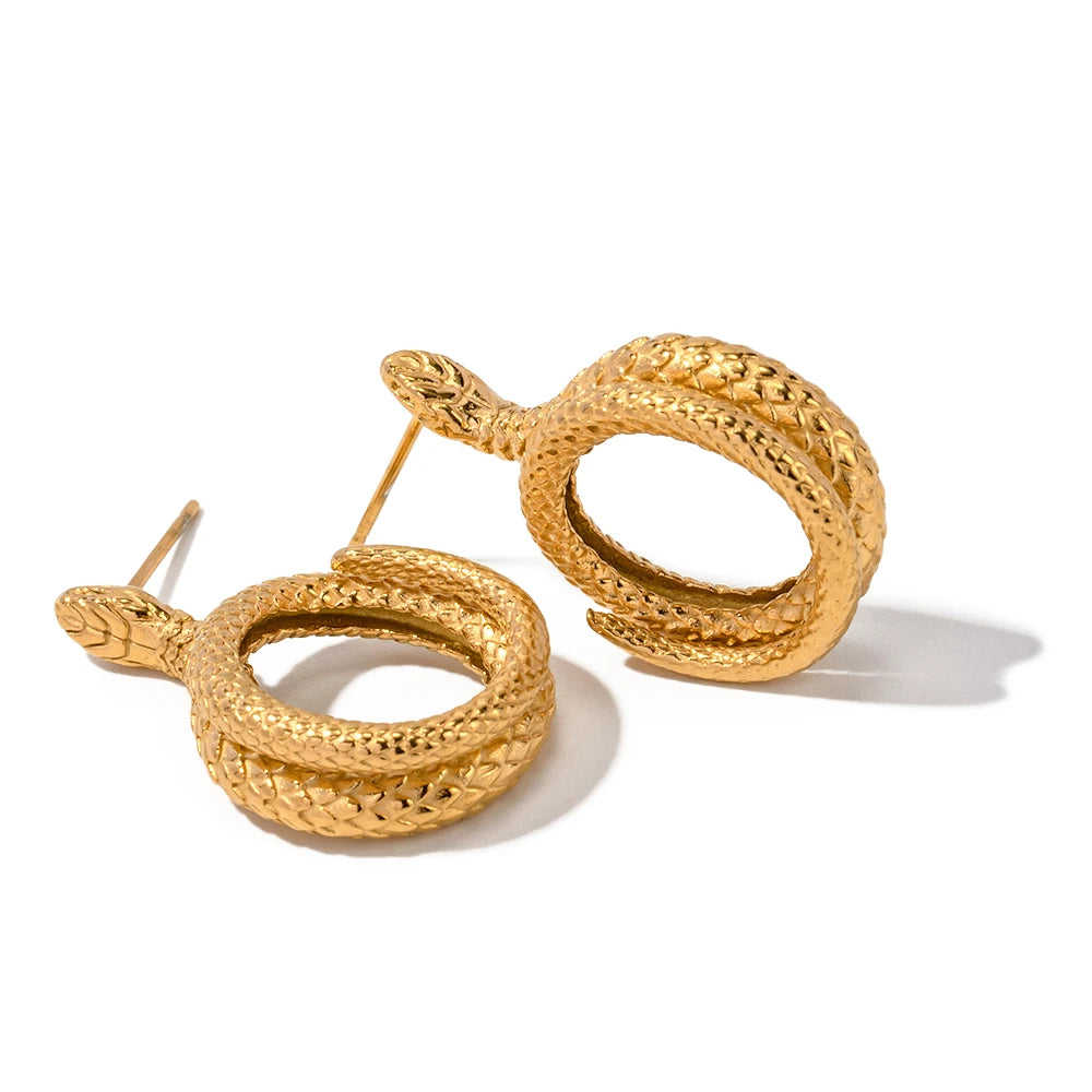 Golden Serpentine Elegance Earrings Earrings Lunarity Garage   