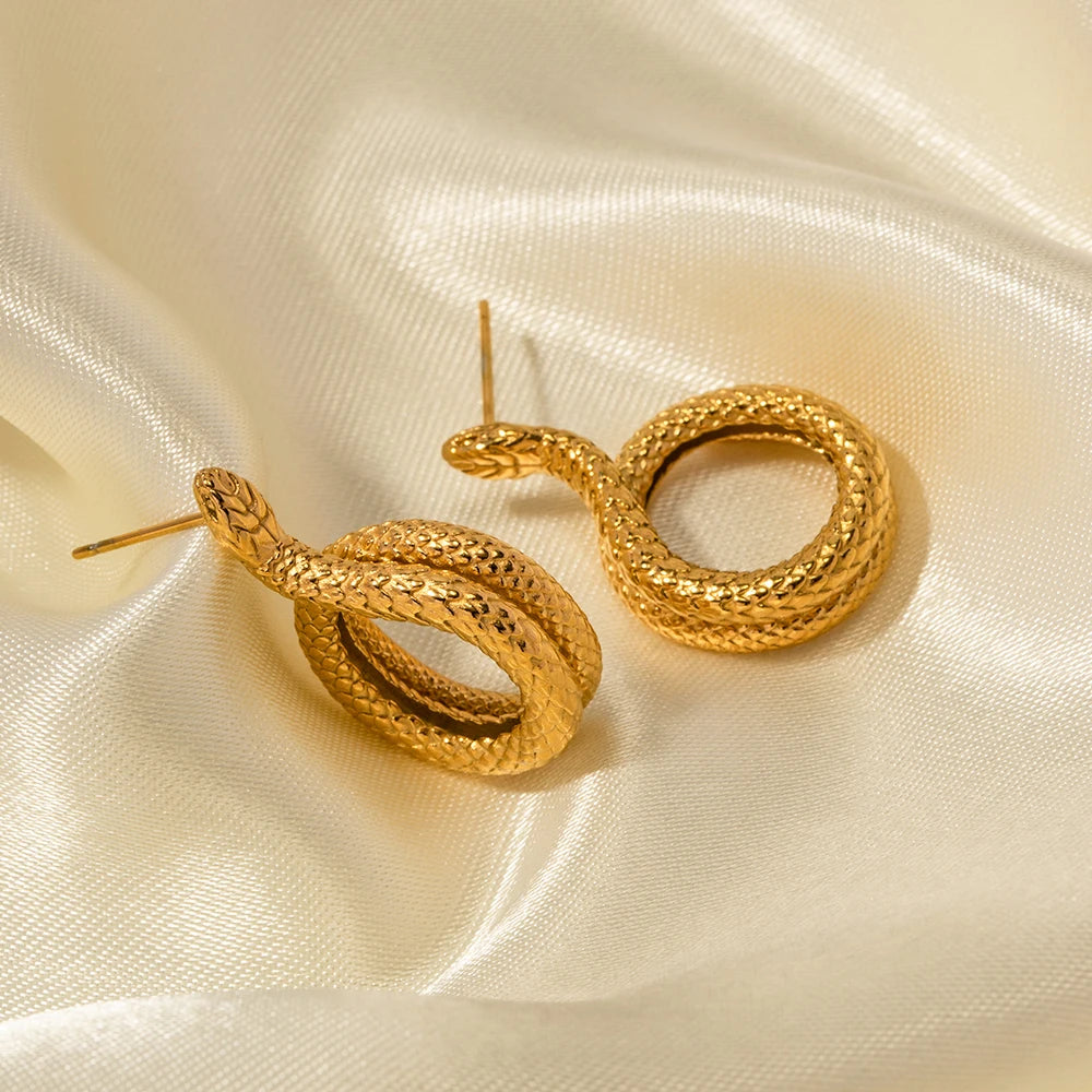 Golden Serpentine Elegance Earrings Earrings Lunarity Garage   